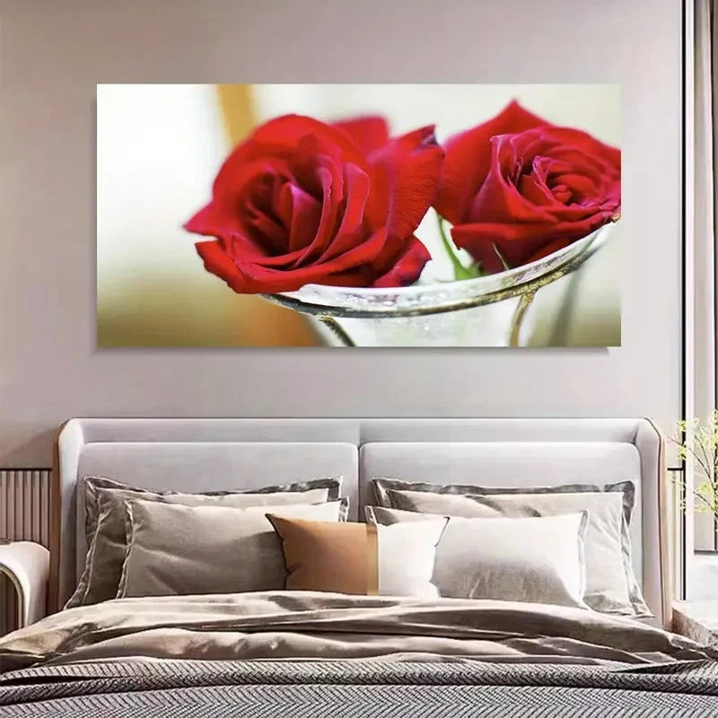 Roses In A Vase Modern Decor Wall Art Canvas Office Home Room Framed 120x60cm