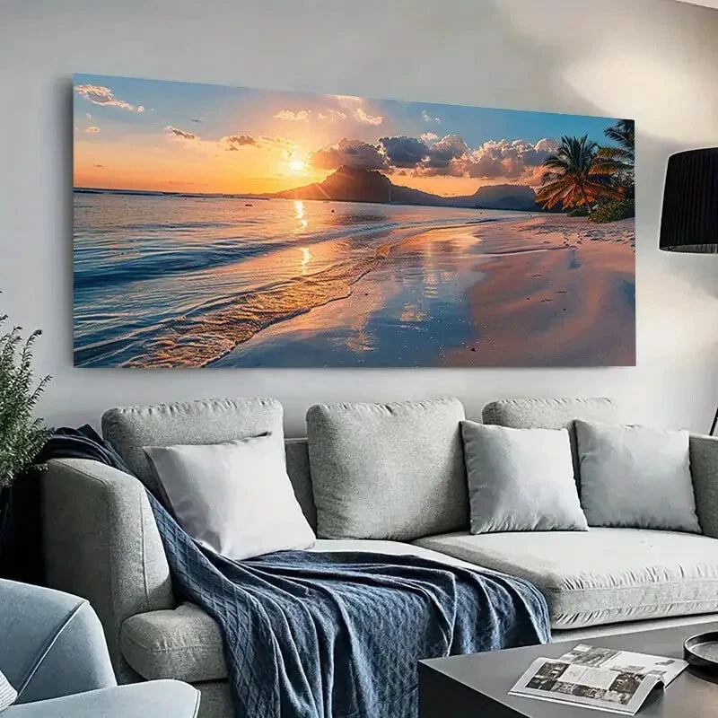 sea bathed in sunlight wall canvas office home room framed 120x60cm - Bella Home Decor