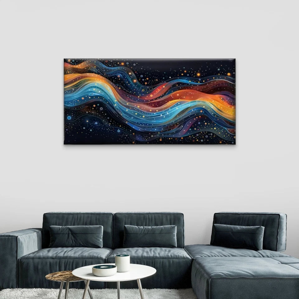 Colorful Waves Abstract Line Wall Art Canvas Office Home Room Framed 120x60cm