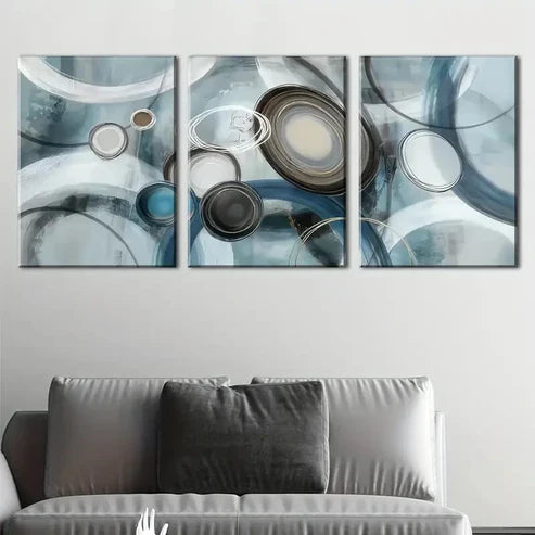 3pcs Featuring Abstract Lines And Circles Wall Art Canvas Unframed - High Quality Print 100% Australian Made Wall Canvas