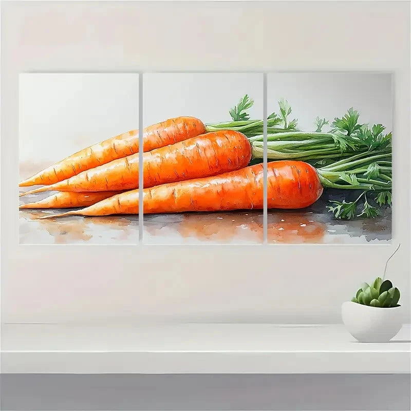 3pcs Vegetable Art Print Kitchen Art rt Wall Art Set Canvas Framed 40x60cm - High Quality Print 100% Australian Made Wall Canvas Ready to Hang - Bella Home Decor
