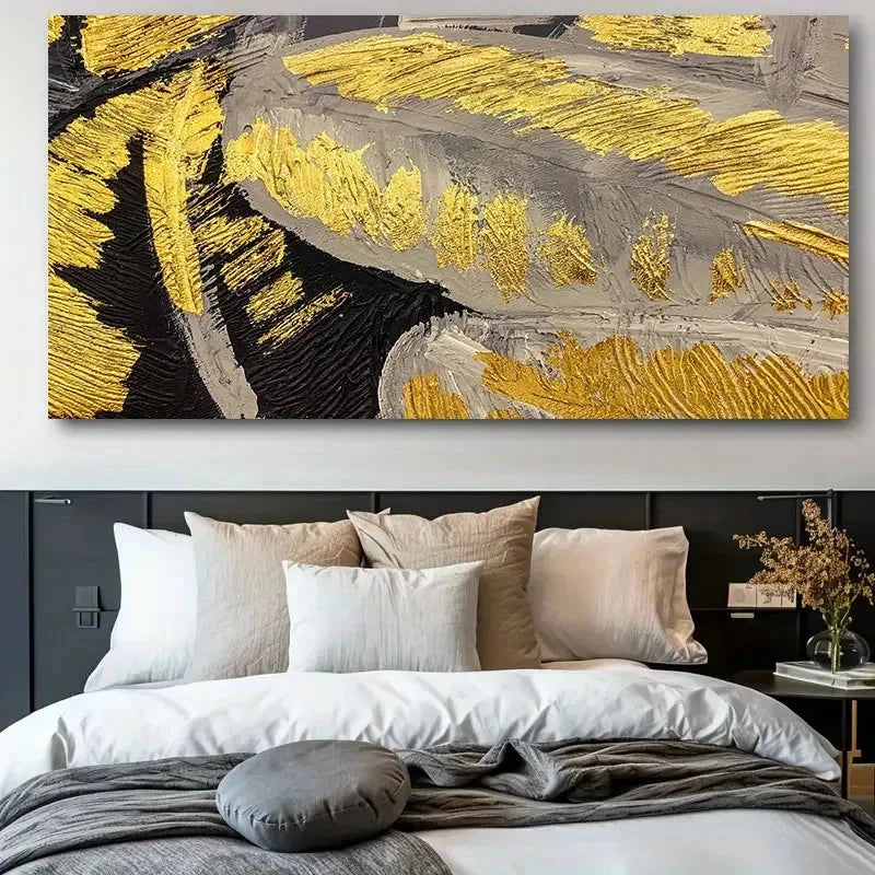 Featuring Golden Graffiti Wall Art Canvas Office Home Room Framed 120x60cm