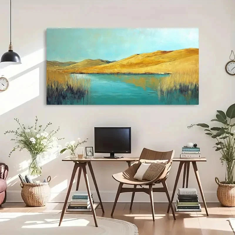 Mountain and Lake Scenery Wall Art Canvas Office Home Room Framed 120x60cm