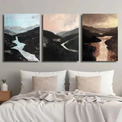 3pcs Tranquil Valley Landscapes with Waterfalls Wall Art Set Canvas Unframed - High Quality Print 100% Australian Made Wall Canvas
