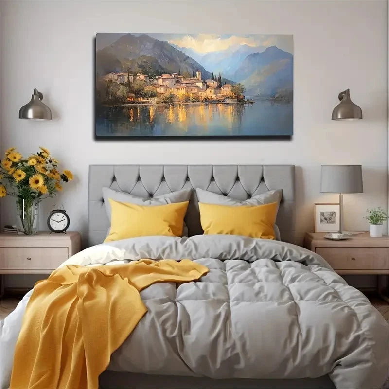 Quiet Town Warm House Space Wall Art Canvas Office Home Room Framed 120x60cm