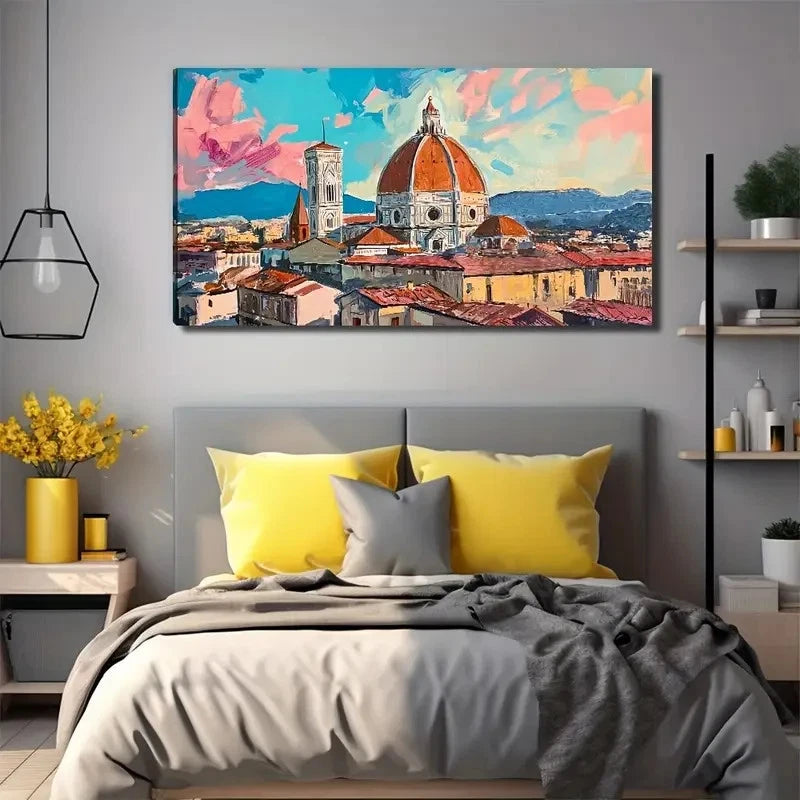 Striking Building Wall Art Canvas Office Home Room Framed 120x60cm
