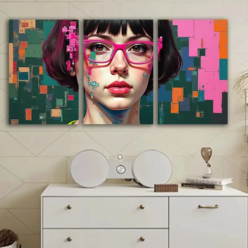 3pcs Woman In Pink Wall Art Set Canvas Framed 50x70cm - High Quality Print 100% Australian Made Wall Canvas Ready to Hang