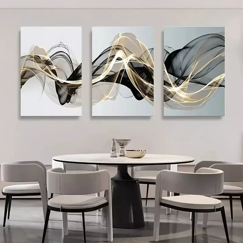 3pcs Abstract Ribbon Painting Canvas Framed 40x60cm - High Quality Print 100% Australian Made Wall Canvas Ready to Hang - Bella Home Decor