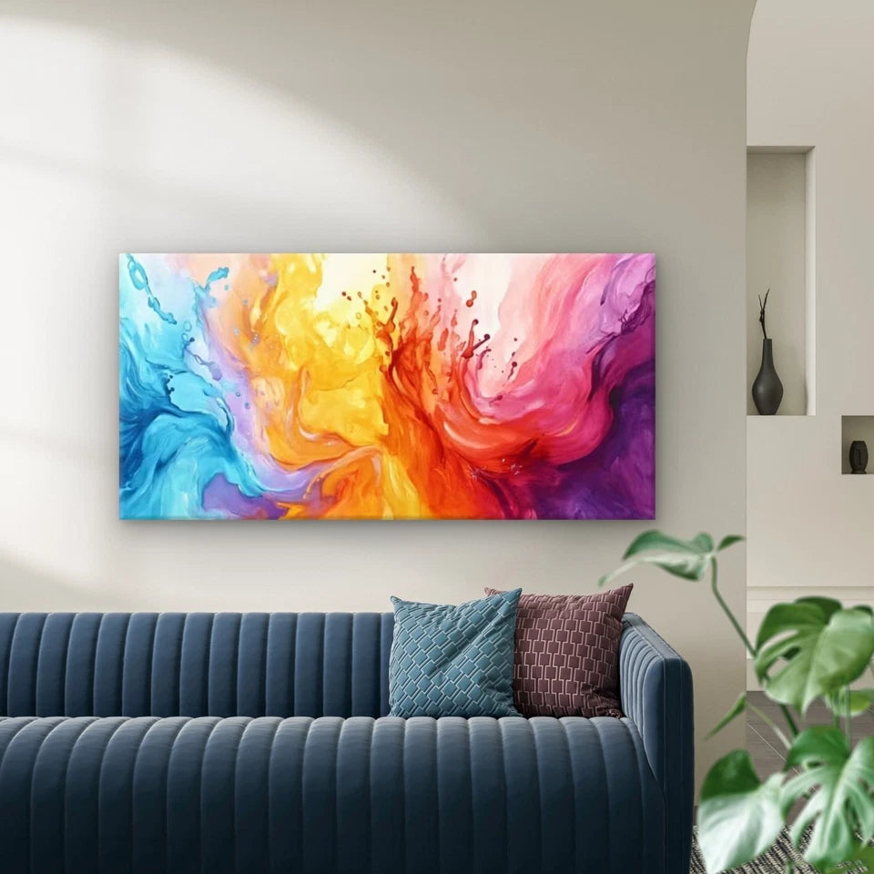 Abstract Dynamic Contrast Color Wall Art Canvas Office Home Room Framed 120x60cm