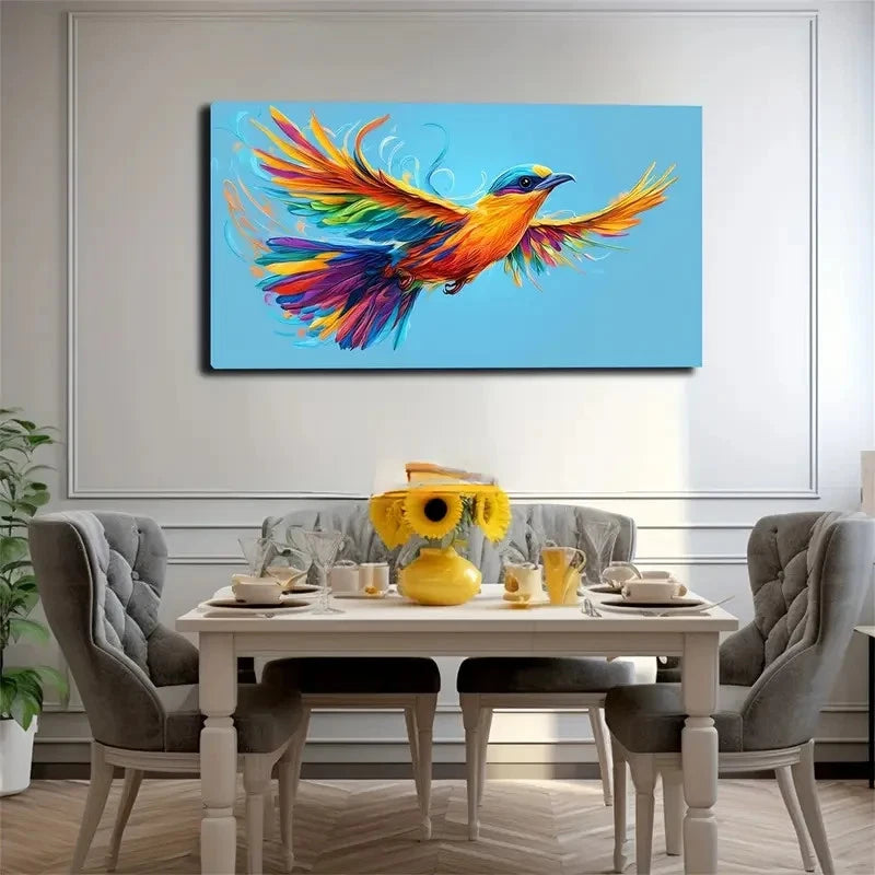 A Colorful Bird Abstract Wall Art Canvas Office Home Room Framed 120x60cm - Bella Home Decor