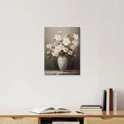 Beautiful Elegant White Floral Bouquet Painting 60x90cm Metal Print Ready to Hang
