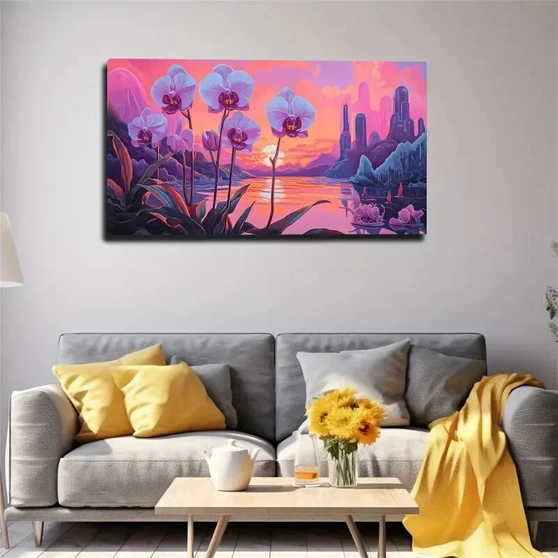 Dreamy Lilac Petal Design Wall Art Canvas Office Home Room Framed 120x60cm - Bella Home Decor