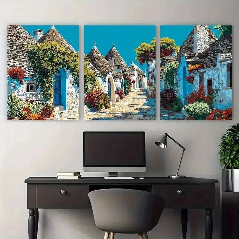 3pcs Alberobello & Apulia Italy Travel Perfect Wall Art Set Canvas Framed 50x70cm - High Quality Print 100% Australian Made Wall Canvas Ready to Hang - Bella Home Decor