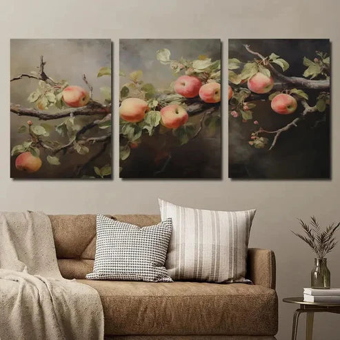 3pcs Vintage Apple Tree Wall Art Set Canvas Unframed - High Quality Print 100% Australian Made Wall Canvas