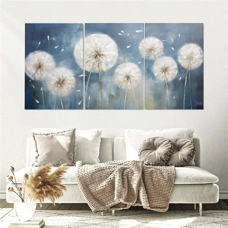 3pcs Abstract Dandelions Luxury Floral Wall Art Set Canvas Framed 40x60cm - High Quality Print 100% Australian Made Wall Canvas Ready to Hang - Bella Home Decor