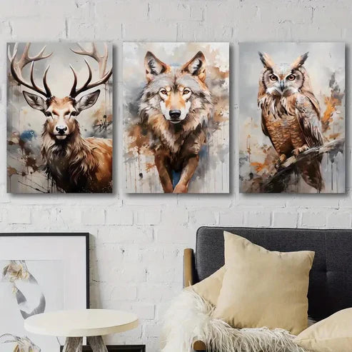 3pcs Wild Nature Animal Portraits Décor Perfect Wall Art Canvas Unframed - High Quality Print 100% Australian Made Wall Canvas