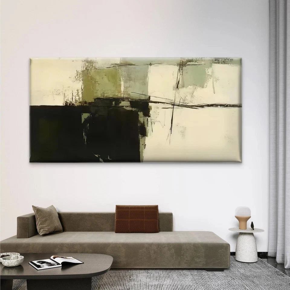 Abstract Geometric Minimalist Wall Art Canvas Office Home Room Framed 120x60cm
