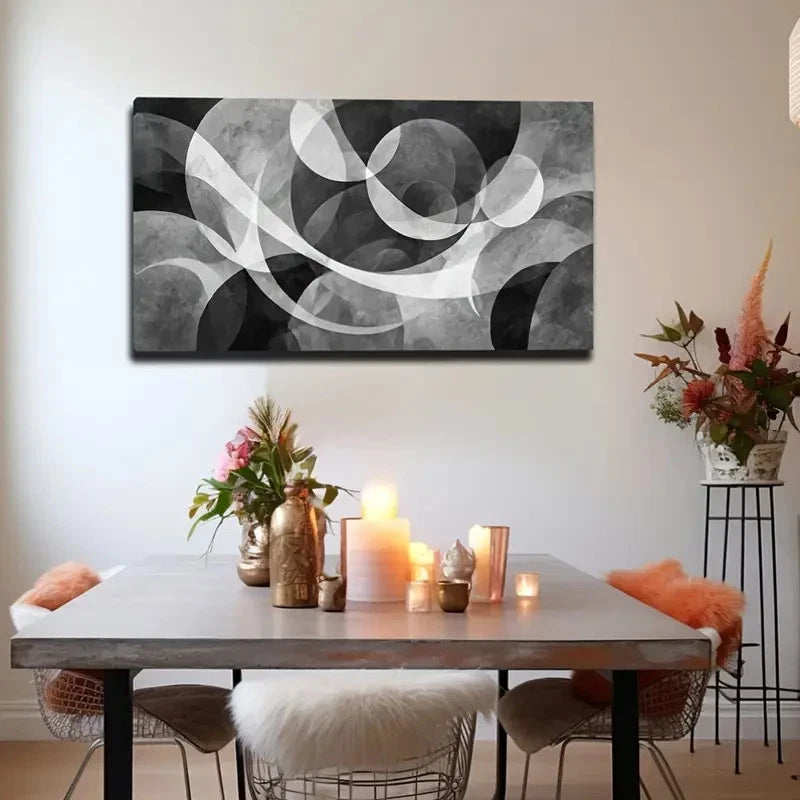 Curved Circular Pattern Decor Wall Art Canvas Office Home Room Framed 120x60cm