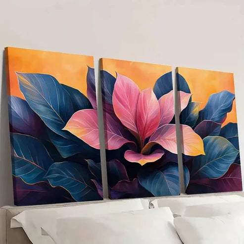 3pcs Plant Art Painting Art Calathea Plant U Wall Art Set Canvas Unframed - High Quality Print 100% Australian Made Wall Canvas - Bella Home Decor