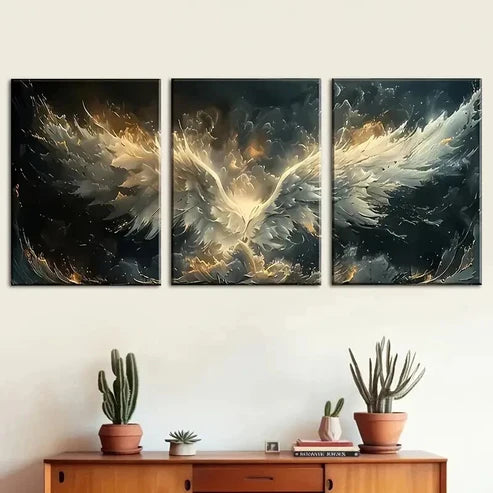 3pcs Nordic Wind Angel Wings Triptych Perfect Wall Art Canvas Unframed – High Quality Print 100% Australian Made Wall Canvas
