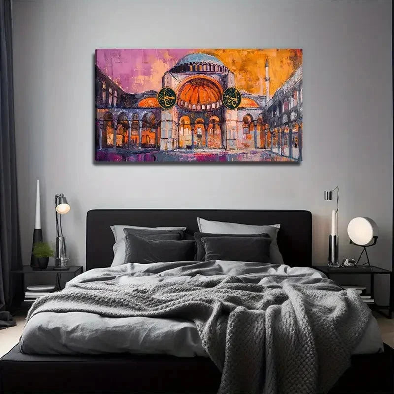 Vibrant Nice Castle Land Wall Art Canvas Office Home Room Framed 120x60cm