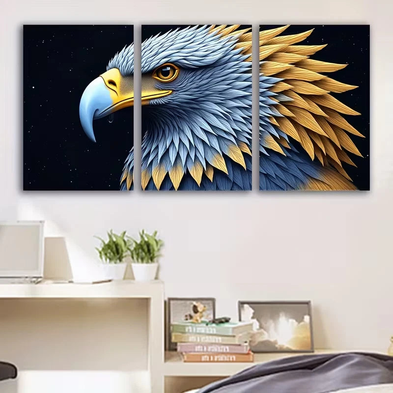 3pcs Hawk Head Painting Wall Art Set Canvas Framed 50x70cm - High Quality Print 100% Australian Made Wall Canvas Ready to Hang