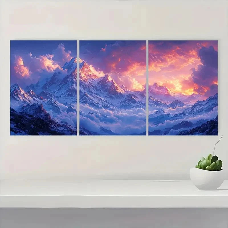 3pcs Himalayan Mountain Landscape Art A Wall Art Set Canvas Framed 60x90cm - High Quality Print 100% Australian Made Wall Canvas Ready to Hang