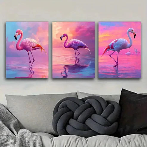 3pcs Flamingo Series Nature Pink Perfect Wall Art Set Canvas Unframed - High Quality Print 100% Australian Made Wall Canvas