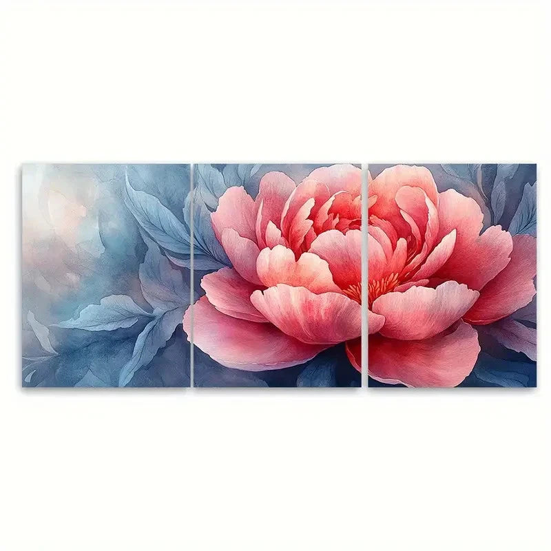 3pcs Watercolor Peony Painting Elegant BI Wall Art Set Canvas Framed 50x70cm - High Quality Print 100% Australian Made Wall Canvas Ready to Hang