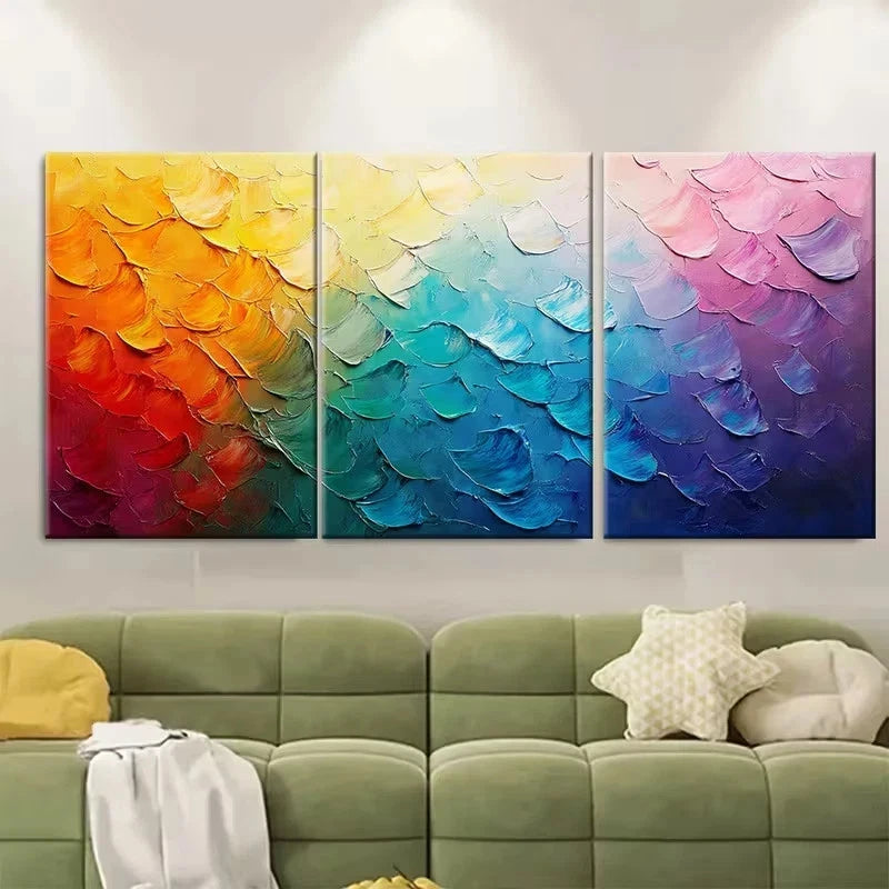 3pcs Colorful Gradient Art Vibrant Palette Wall Art Set Canvas Framed 40x60cm - High Quality Print 100% Australian Made Wall Canvas Ready to Hang - Bella Home Decor