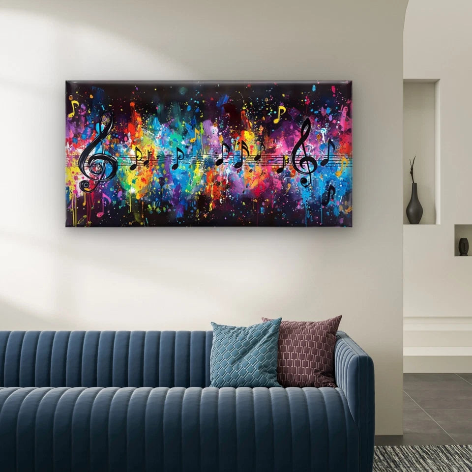Colorful Notes and Symbols Wall Art Canvas Office Home Room Framed 120x60cm