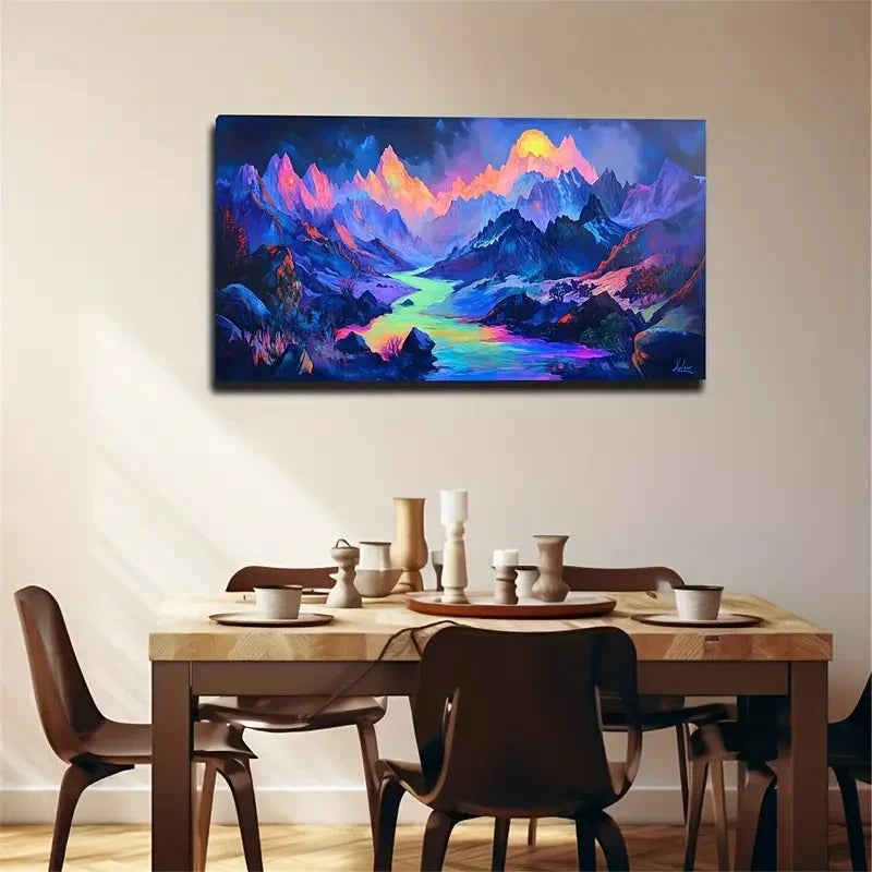 Vibrant Landscape Colorful Wall Art Canvas Office Home Room Framed 120x60cm