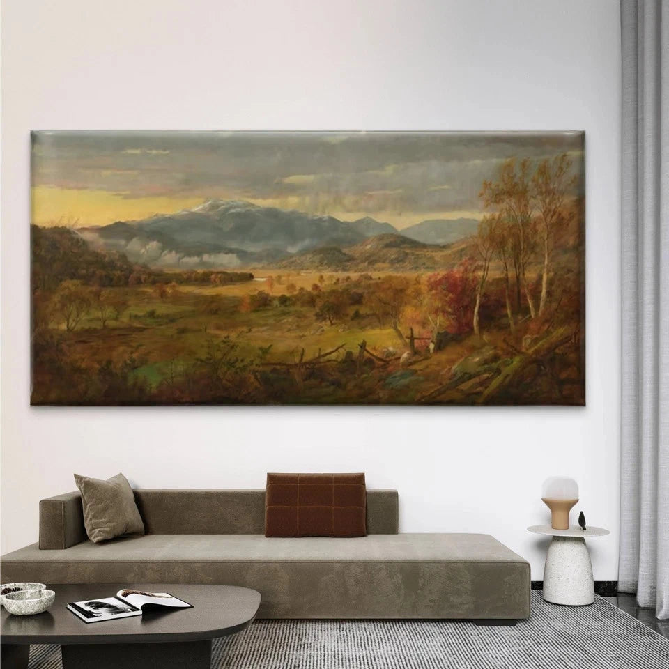 Autumn Mountain Valley Wall Art Canvas Office Home Room Framed 120x60cm