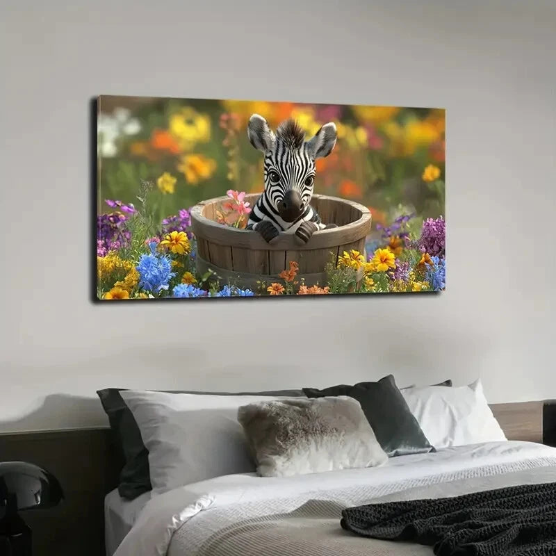 Bucket Vibrant Wildflowers Wall Art Canvas Office Home Room Framed 120x60cm - Bella Home Decor