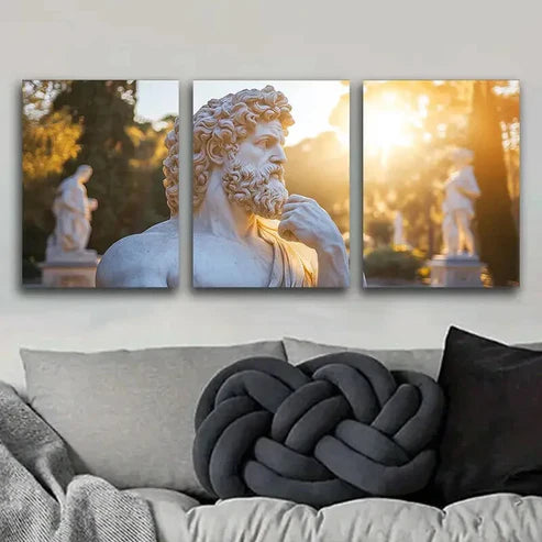 3pcs Marble Statue of Zeus Perfect Greek Décor Wall Art Set Canvas Unframed - High Quality Print 100% Australian Made Wall Canvas
