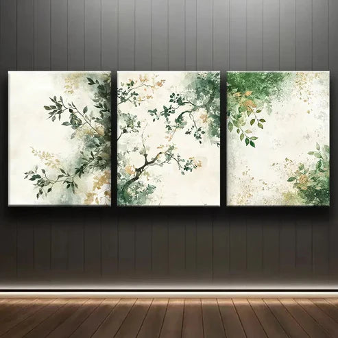 3pcs Moss & Leaves Colorful Pattern Perfect Wall Art Set Canvas Unframed - High Quality Print 100% Australian Made Wall Canvas