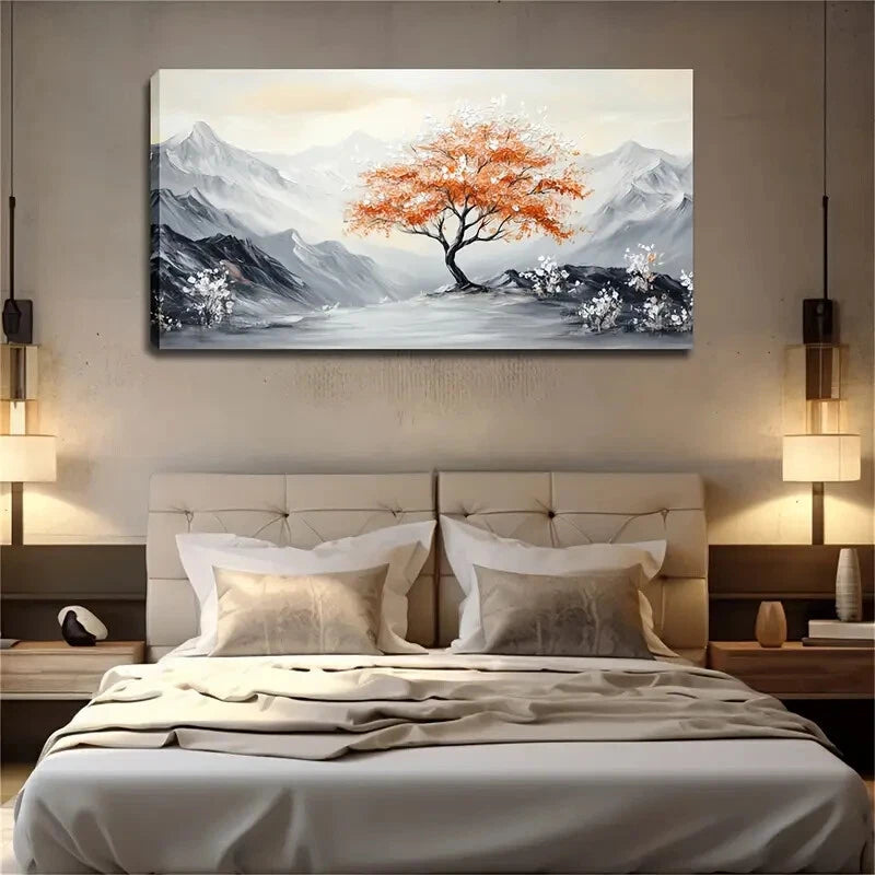 Black Gray Mountain Landscape Wall Art Canvas Office Home Room Framed 120x60cm - Bella Home Decor