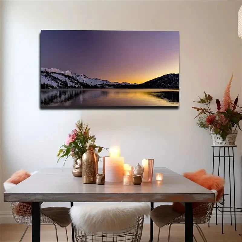 Peaceful Sky And Lake Happy Wall Art Canvas Office Home Room Framed 120x60cm