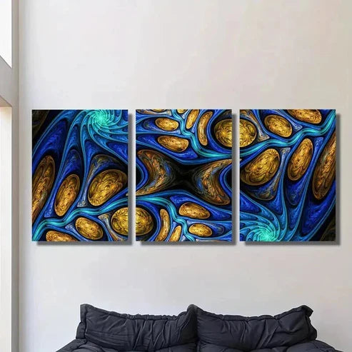 3pcs Psychedelic Colorful Abstract Fractal Agnes Wall Art Set Canvas Unframed - High Quality Print 100% Australian Made Wall Canvas