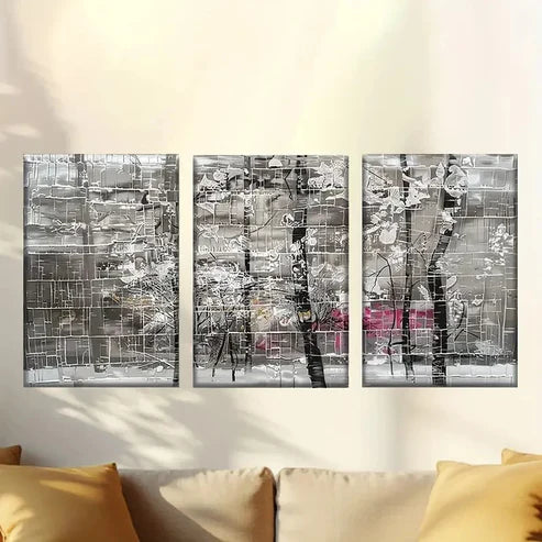 3pcs Featuring Vibrant Abstract Snowy Branches Wall Art Set Canvas Unframed - High Quality Print 100% Australian Made Wall Canvas