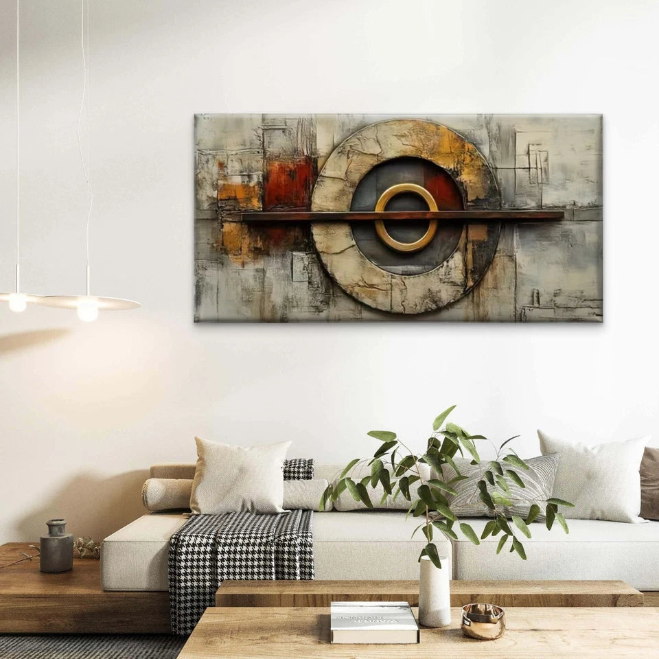 Abstract Concentric Circles Wall Art Canvas Office Home Room Framed 120x60cm