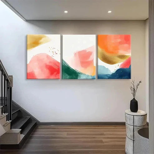 3pcs Vibrant Swirls of Red Brushstroke Perfect Wall Art Set Canvas Unframed - High Quality Print 100% Australian Made Wall Canvas