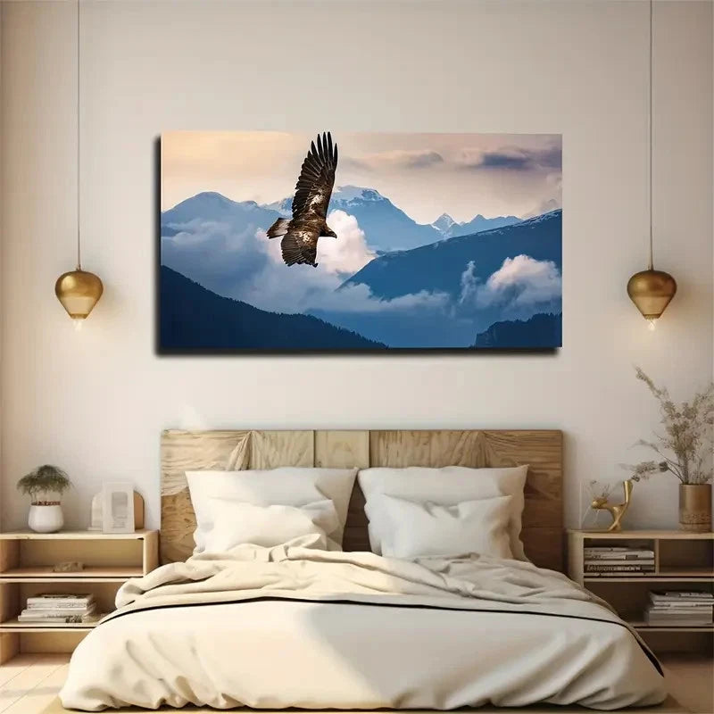 Eagle Hovering In The Sky Wall Art Canvas Office Home Room Framed 120x60cm