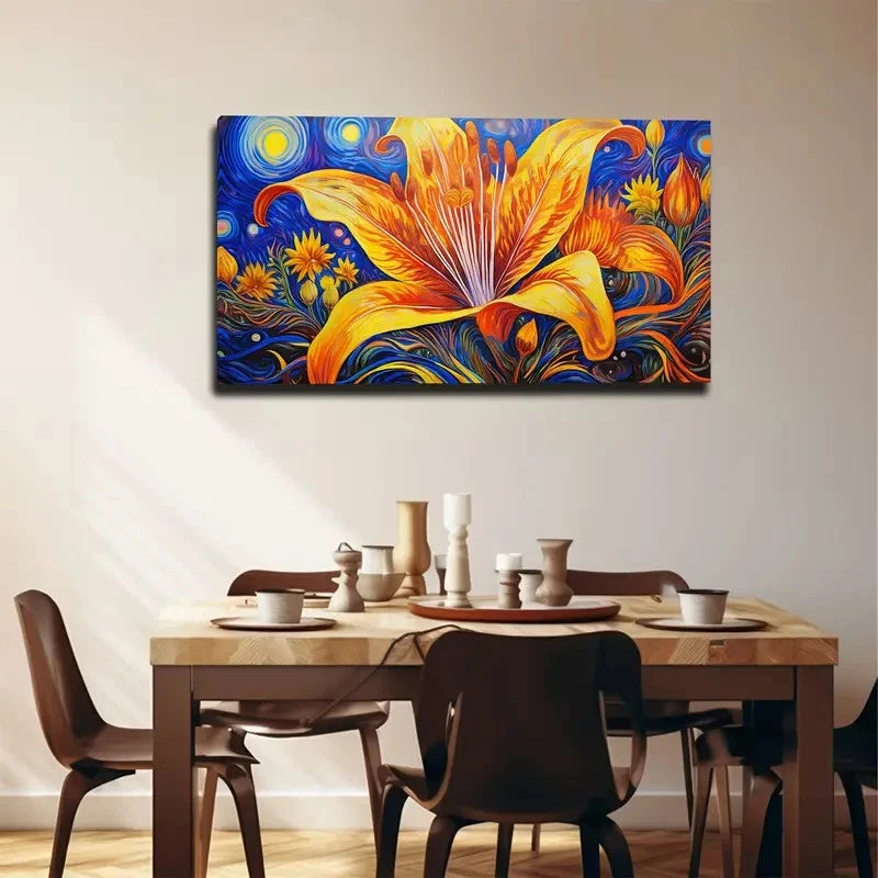 A Large Lily Suitable Wall Art Canvas Office Home Room Framed 120x60cm