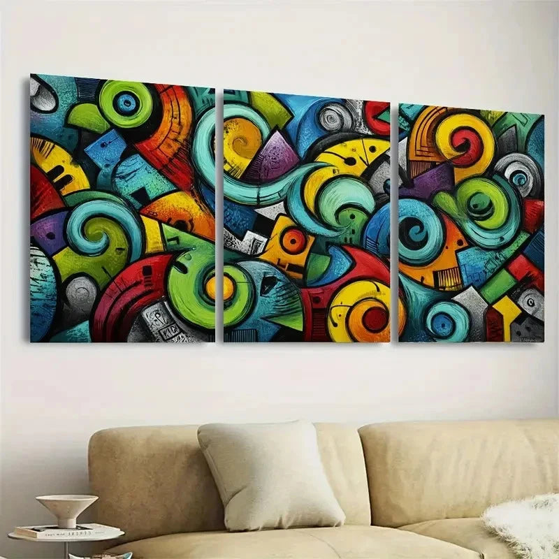3pcs Street Graffiti Teen Room Wall Art Set Canvas Framed 40x60cm - High Quality Print 100% Australian Made Wall Canvas Ready to Hang