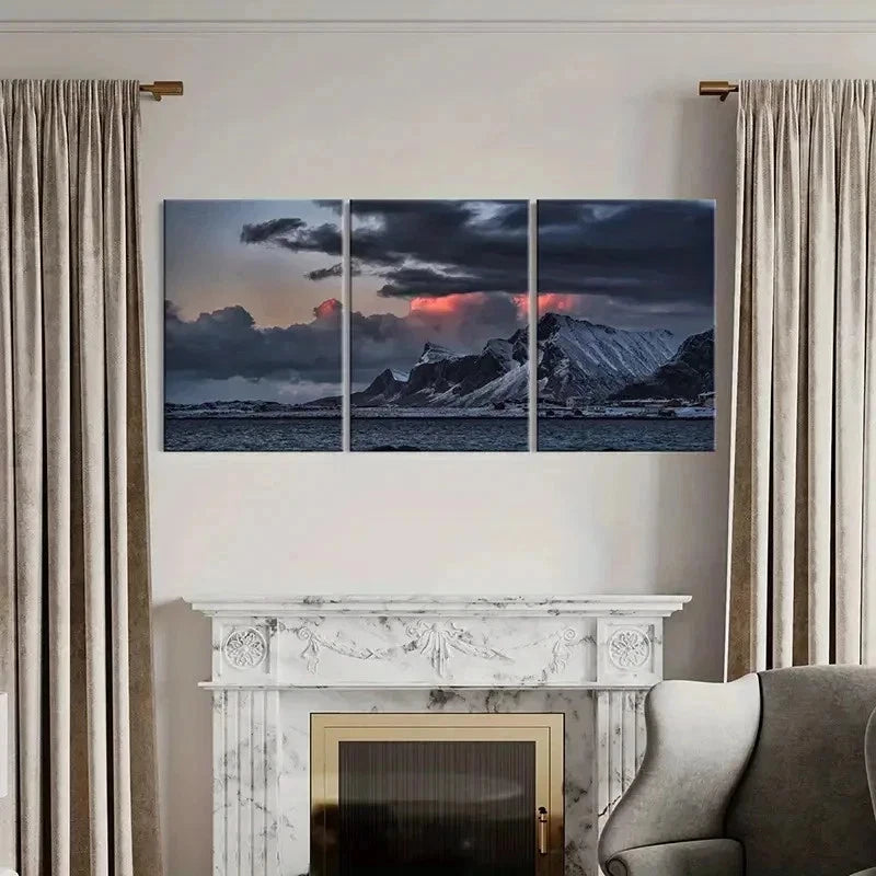 3pcs Volcano Mountain Natural landscape Wall Art Set Canvas Framed 50x70cm - High Quality Print 100% Australian Made Wall Canvas Ready to Hang