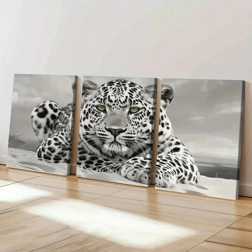 3pcs Leopard Animal Artistic in Beach Landscape Wall Art Set Canvas Unframed - High Quality Print 100% Australian Made Wall Canvas