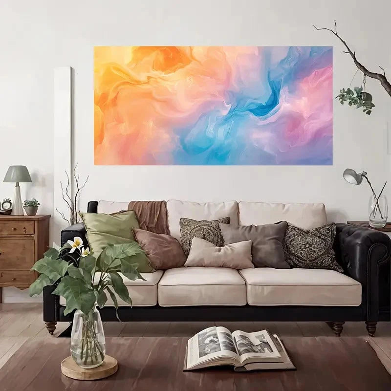 Vibrant Colors Mix Swirl Wall Art Canvas Office Home Room Framed 120x60cm