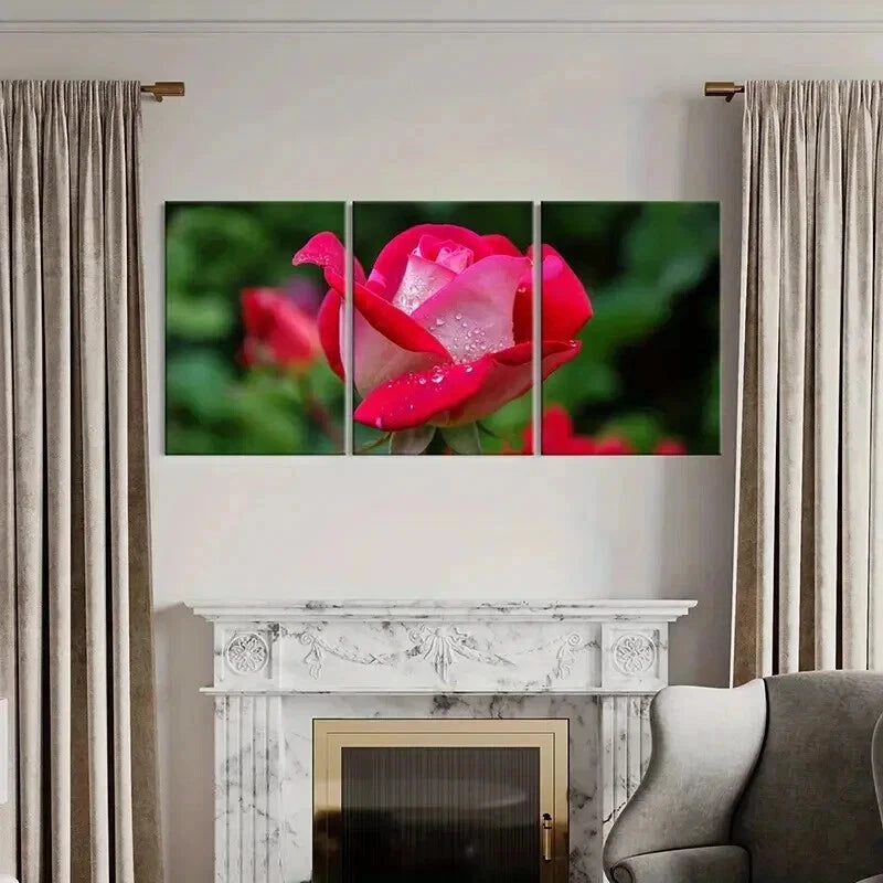 3pcs Floral Art Rose Flowers Decoration Wall Art Set Canvas Framed 40x60cm - High Quality Print 100% Australian Made Wall Canvas Ready to Hang - Bella Home Decor