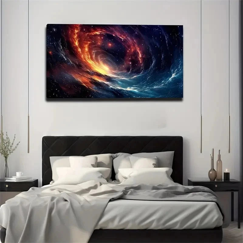 Surreal Galaxy Dreamlike Blue Wall Art Canvas Office Home Room Framed 120x60cm